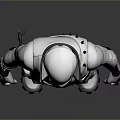 White Armored Sci Fi Character With Helmet Visor And Tactical Gear Standing Pose