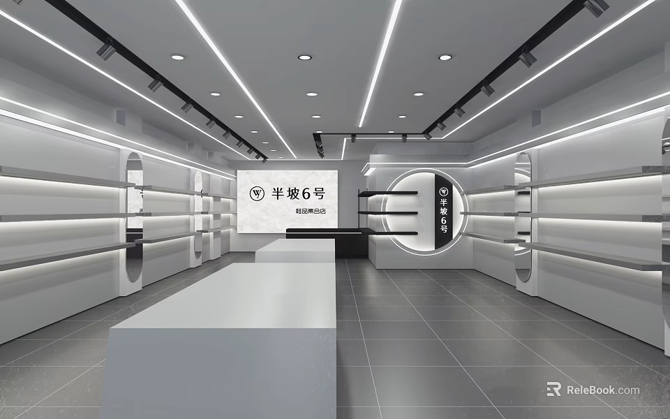 Banpo No6 Specialty Store Interior With Modern Display Shelves And Minimalist Lighting Design 3d model 