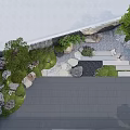Courtyard Garden Landscape With Natural Rocks Green Grass And Paved Walkway Design
