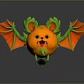 Cute Orange Bat Like Creature With Green Ears Red Wings And Playful Expression