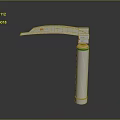 Silver Metal Medical Laryngoscope With Curved Blade And Green Ring Handle