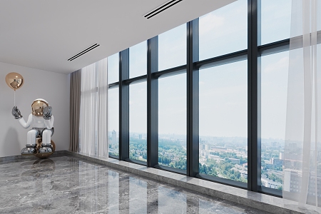 modern floor-to-ceiling windows 3d model