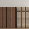 Modern Brown Wooden Wardrobe Featuring Panel Doors And Grid Pattern Design 3d model