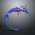 3D Designed Dragon Game And Movie Character With Blue Purple Curved Body And Horns