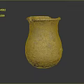 Handcrafted Clay Jar Sculpture With Yellow Red Patina And Textured Surface