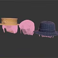 Trendy Hats for Daily Use Featuring Golden Brown and Blue Colors with Hair Accents