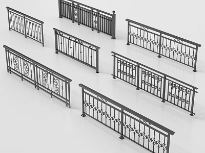 Ornate Iron Railings Featuring Decorative Patterns In Various Architectural Styles 3d model