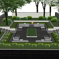 Residential Landscape Design With Lush Trees Neat Lawn Outdoor Sofas Trimmed Bushes And Reflective Pool