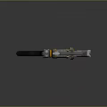 Futuristic Sci-Fi Weapon With Metallic Structure Orange Blue Accents And Mechanical Design