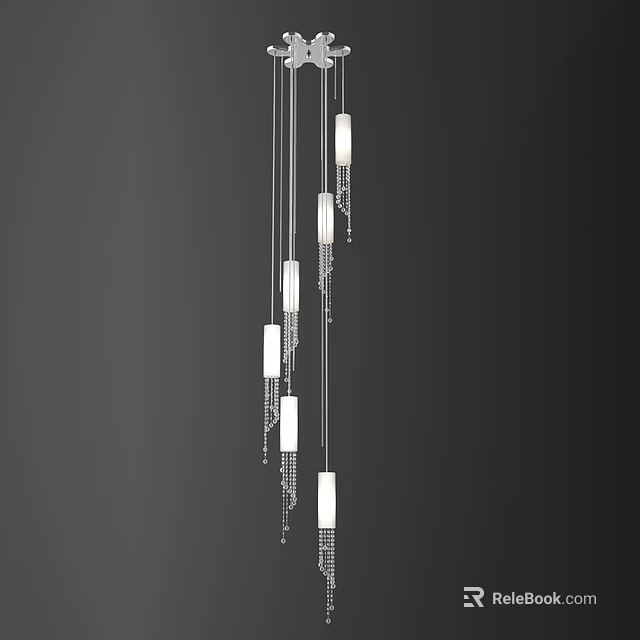 Elegant Modern Vertical Pendant Lights With Cylindrical Shades And Crystal Accents 3d model 