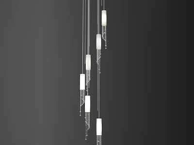 Elegant Modern Vertical Pendant Lights With Cylindrical Shades And Crystal Accents 3d model