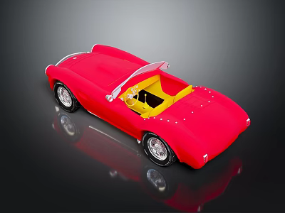 Red Convertible Sports Car With Yellow Interior On Black Background 3d model