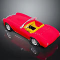 Red Convertible Sports Car With Yellow Interior On Black Background
