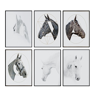 Modern Animal Painting Fashion Hanging Picture Combination 3d model