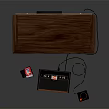Vintage TV with Wooden Cabinet and Retro Game Console with Controller Displaying Classic Game Screen