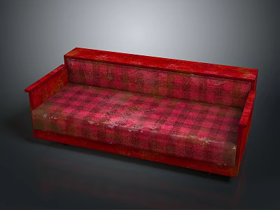 Red Plaid Sofa Interior With Comfortable Seating And Classic Design 3d model