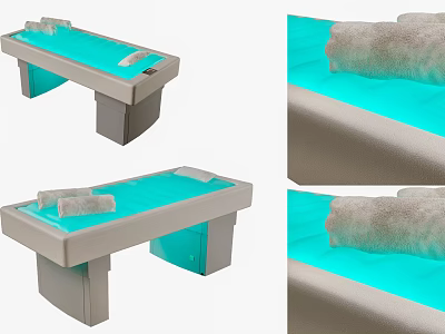 Modern Comfortable Massage Bed With Blue Surface Gray Frame And Soft Pillow For Relaxation 3d model