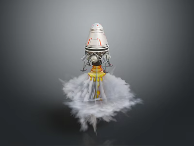 Detailed Realistic Rocket Launch Scene With Smoke Effect And Thrusters 3d model