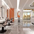 Modern Stylish Beauty Hair Salon Interior With Reception Counter Barber Chairs And Mirrors