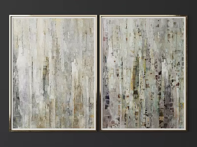 Two Modern Picture Frames with Abstract Art Neutral Tones Textured Design for Home Wall Decor 3d model