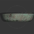 Round Copper Bowl With Green Patina And Textured Surface On Black Background With Reflection