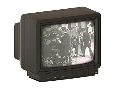 Vintage Black Television With Old Style Design And Black And White Movie Scene 3d model