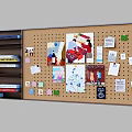 Decorative Hangings on Corkboard with Photos Notes Cards and Memos