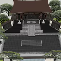 New Chinese Square Noble Atmosphere Entrance Gate Building View Wall Wide View 3d model