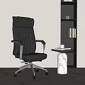 Black Leather Office Chair With High Back Ergonomic Design Silver Metal Frame And Swivel Casters