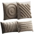 Neutral Tan Throw Pillows With Circular Diagonal Vertical And Horizontal Textured Patterns For Home Decor 3d model