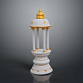 White Decorative Column with Gold Accents and Ornate Base for Home Decor