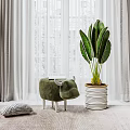 Modern curtain gauze combination 3d model