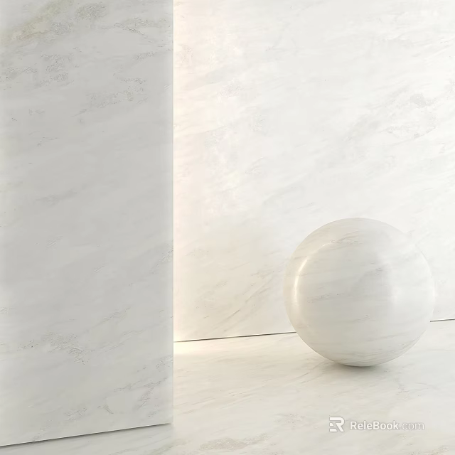 Elegant White Marble Sphere Structure With Smooth Marble Background Surface 3d model