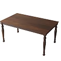 Brown Solid Wood Rectangular Dining Table With Carved Legs Classic Design 3d model