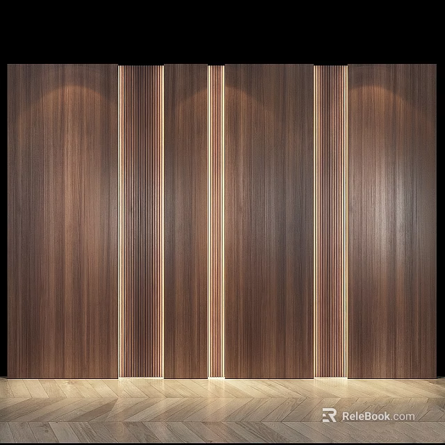 Elegant Modern Wooden Wall Decor With Vertical Stripes Panel Design 3d model