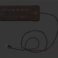 Modern Dark Colored Switch Panel With Multiple Sockets Power Switch And Flexible Power Cord