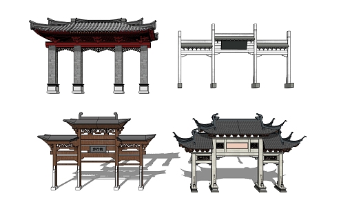 Chinese-style archway 3d model