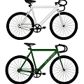 Two Stylish Road Bicycles With White And Green Frames And Drop Handlebars