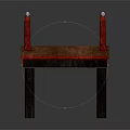 Traditional Japanese Style Arched Bridge With Red Railings And Wooden Deck