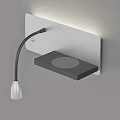 Modern Wall Lamp with Flexible Black Arm and Silver Shelf Design