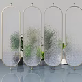 Glass Swing Doors With Metal Frames And Green Plants For Interior Decoration
