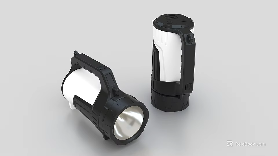 Two Stylish Black And White Flashlights Design 3d model 