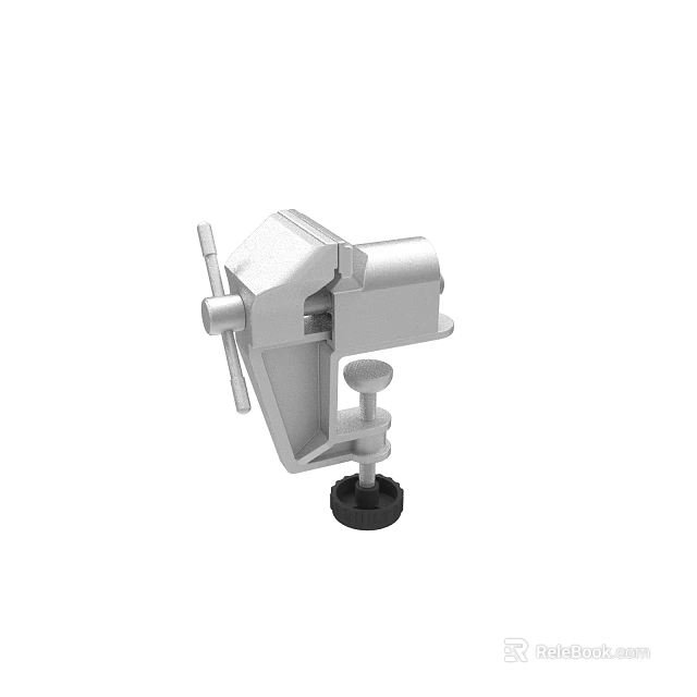Metal Bench Vise With Adjustable Clamp Sturdy Base And Rotating Handle 3d model 