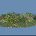 Circular Lawn Plant Combination With Various Green Shrubs Red Purple Flowers And Herbs