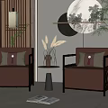 New Chinese Casual Sofa Combination Single Sofa Combination 3d model