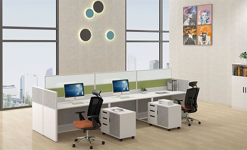 modern office desk and chair 3d model