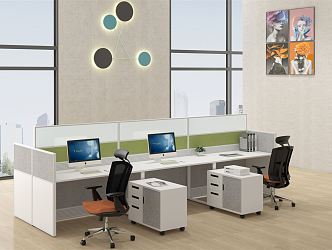 modern office desk and chair 3d model