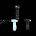 Tactical Weapon Parts Featuring Black Frame Light Blue Grip And Small Components