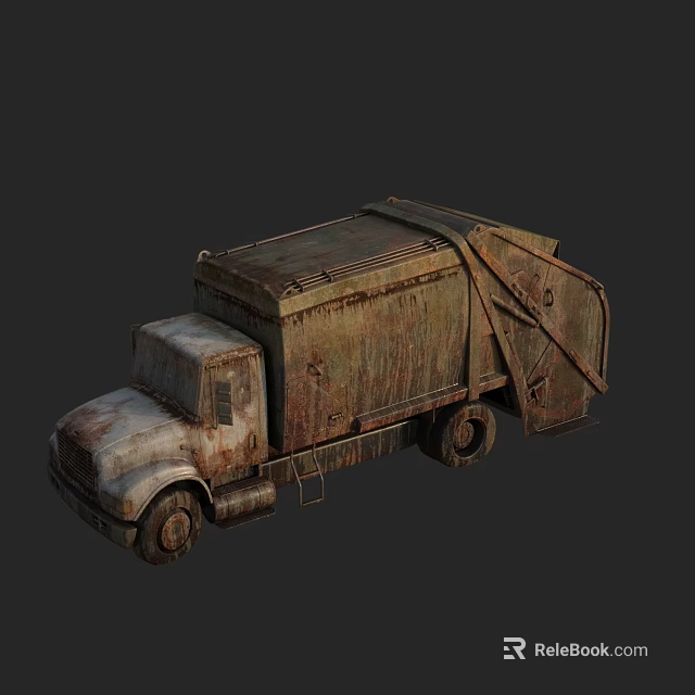 Rusted Functional Utility Truck With Open Dumpster Compartment And Weathered Body 3d model 