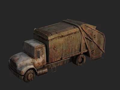 Rusted Functional Utility Truck With Open Dumpster Compartment And Weathered Body 3d model